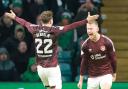 Stephen Kingsley made it 2-0 to Hearts with a stunning long-range free-kick