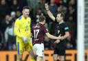 Alan Forrest was booked by referee Alan Muir who judged the Hearts star to have dived trying to win a penalty