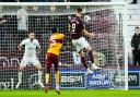 Lawrence Shankland headed Hearts in front against Motherwell