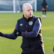 Hearts head coach Steven Naismith during training at the Oriam