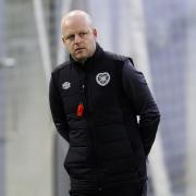 Hearts head coach Steven Naismith at training ahead of the team's Premiership clash with Dundee