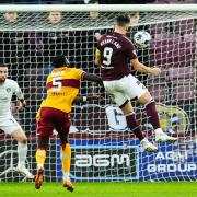 Lawrence Shankland headed Hearts in front against Motherwell
