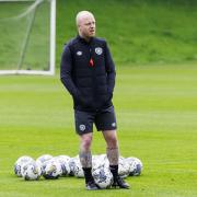 Steven Naismith oversees Hearts training at the Oriam.
